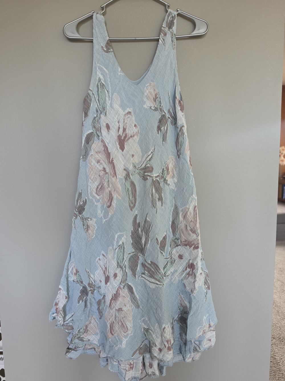 Light Blue Floral Sundress - Sleeveless A-Line Dress